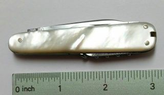 Vintage Pocket Knife W/mother Of Pearl Scales - 3 " Folded - 2 Blades,  Corkskrew