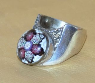 Vintage Sterling Silver Caithness Glass Paul Ysart Millefiori Paperweight Ring 3