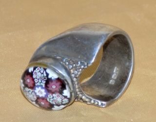 Vintage Sterling Silver Caithness Glass Paul Ysart Millefiori Paperweight Ring 4