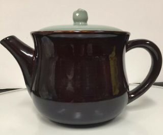 Vintage Red Wing Pottery Teapot Brown W/green Lid