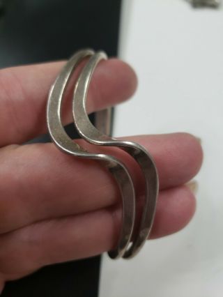 Vintage Sterling Silver 925 Curved Cuff Bracelet 7 - 7.  5 " Wrist (28.  4g)