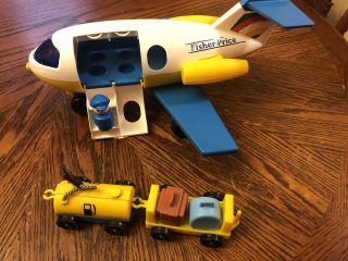 Vintage Fisher Price Little People Airplane Fun Jet Pilot Fuel Luggage Suitcase