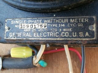 Vintage GE Single Phase Watt Hour Electric Meter set up to test power usage 3