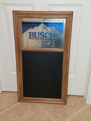 Vintage Busch Beer Sign Mirror Chalkboard 1985 Faux Wood (rare)