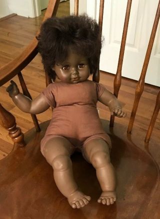 Vintage 1974 Horsman Big 23”lifesize Softee Black Baby Doll,  Crier