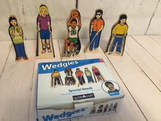 Guidecraft Wedgies Vintage Special Needs Set Wooden Pretend Play Figures
