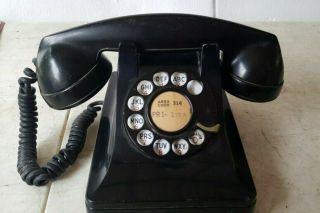 Vintage 1940s Black Rotary Dial Desk Phone Western Electric 302 Telephone