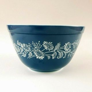 Vintage Pyrex Colonial Mist 401 Mixing Bowl Blue White Flowers 750 Ml 1.  5 Pt