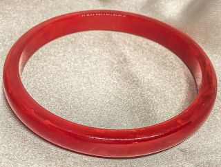 Vintage Bakelite Bracelet 3/8 " Wide 2.  5”inside Cherry Red