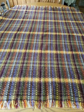 Vintage Fall Color Woven Wool Throw Blanet Stadium Camp 53 