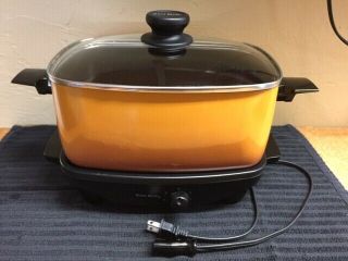 Vintage West Bend Golden Harvest 4.  5 Quart Orange Crock Pot Slow Cooker