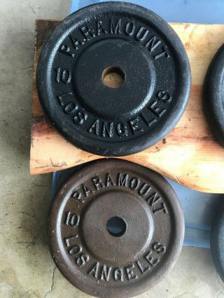 Vintage Paramount Los Angeles (4) 10 lb Cast Iron Weight Plates 2