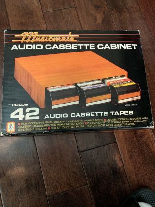 Nos Vintage 1988 Musicmate 42 - Tape Audio Cassette Storage Drawer Cabinet W/box