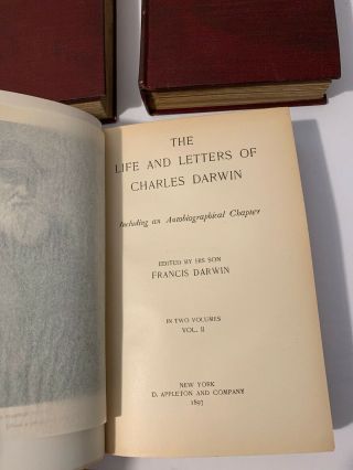 Antique Charles Darwin Books Descent Of Man Life And Letters 1897 Appletons 3