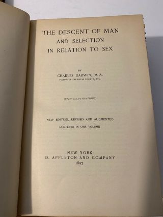 Antique Charles Darwin Books Descent Of Man Life And Letters 1897 Appletons 4