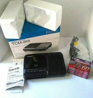Vintage Sony Tcm - 818 Cassette Recorder With Box And 5 Tapes