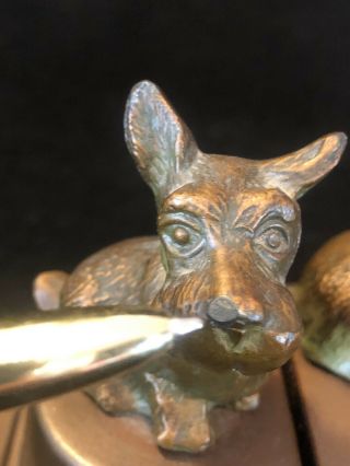 Pair Vintage Art Deco Copper/Bronze Scottie Dog Terrier Metal Bookends Ronson? 2