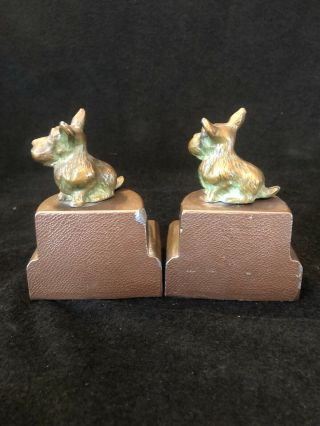 Pair Vintage Art Deco Copper/Bronze Scottie Dog Terrier Metal Bookends Ronson? 3