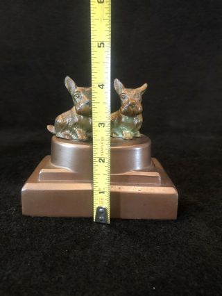 Pair Vintage Art Deco Copper/Bronze Scottie Dog Terrier Metal Bookends Ronson? 6