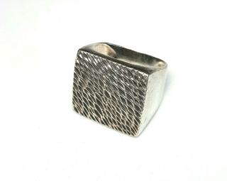 Vintage Sterling Silver Mid Century Modern Modernist Square Textured Ring Sz 11