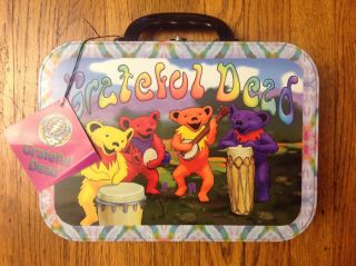 Nos Vintage 1998 Grateful Dead Dancing Bears Tin Tote Lunch Box By Vandor.  W/tag