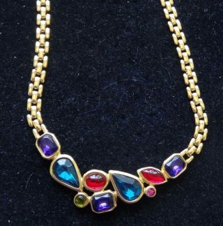 Trifari Tm Vintage Necklace Jeweled Cabochons Gold Links