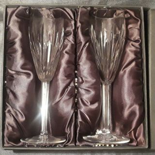 $29.  50 Set Of 2 Waterford Crystal Champagne Flutes Glasses Vtg