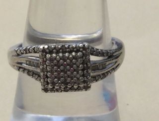 Vintage Sterling Silver 925 Diamond Ring -.  05 Tdw - Sz 7 Vct17