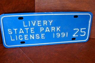 Vintage 1991 Michigan State Park License Plate Mackinac Island.  Livery 25