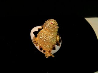 Crown Trifari Vtg.  Chick In Egg Brooch