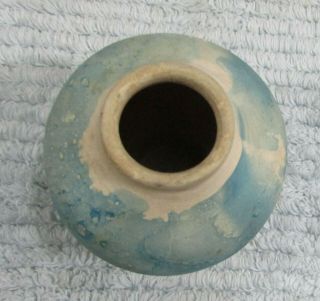Blue Orange Swirl Nemadji Earth Clay Pottery Vintage Small 3 