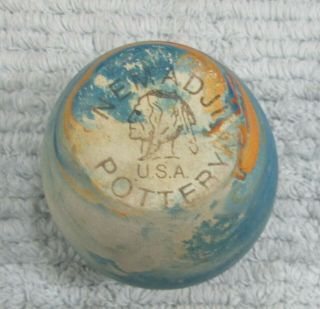 Blue Orange Swirl Nemadji Earth Clay Pottery Vintage Small 3 