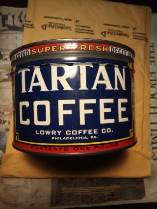 Vintage Tartan Coffee Can,  Philadelphia,  Pa.  One Pound Can Size,  Very Good Cond.