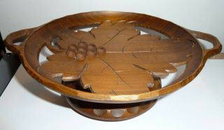 Vintage Carved Wooden Bowl With Reuge Music Box - Made In Switzerland - 7 3/4 