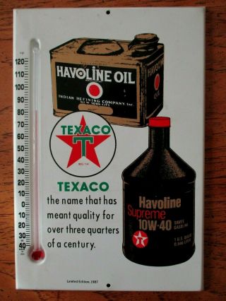 Vintage Texaco Havoline Metal Sign W/ Thermometer 6.  25 X 9.  25 " Limited Edition