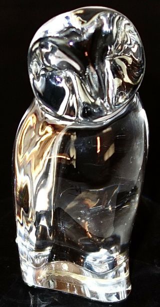 Magnificent Vintage Baccarat Art Glass 4 " Crystal Owl Figurine W/orig Label 1