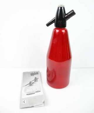 Vintage Isi Austria 1000 Ml.  Red Soda Siphon Bottle Seltzer