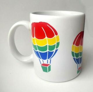 Vintage Ftd Hot Air Balloon Rainbow Colorful Coffee Cup Tea Mug