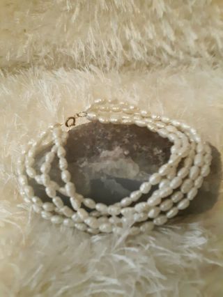 Vintage 5 Strand Fresh Water Pearl Bracelet 14k Gold Clasp