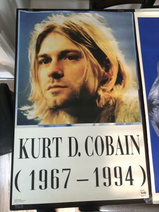 Kurt Cobain 24x35 Memorial Poster 1994 Nirvana Funky Brand Vtg Vintage