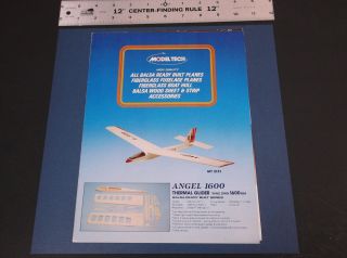 Vintage Model Tech R/c Model Airplane & Glider Brochure Angel 600 Vg - Cond