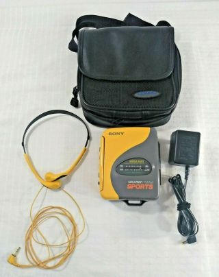 Yellow Sony Sports Walkman Am/fm Radio Cassette Player Wmsxf33 Mega Bass Bundle