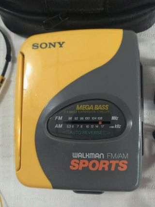 Yellow Sony Sports Walkman AM/FM Radio Cassette Player WMSXF33 Mega Bass Bundle 2
