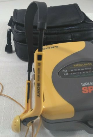 Yellow Sony Sports Walkman AM/FM Radio Cassette Player WMSXF33 Mega Bass Bundle 5