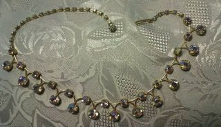 Vintage Aurora Borealis Rhinestone Necklace.  Exceptional Sparkle Very Stylish.