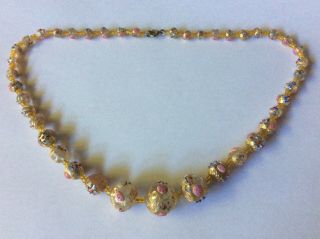 Vintage Murano Art Glass Necklace Beaded Venetian Wedding Cake Necklace