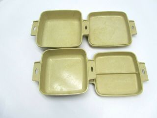 VINTAGE 4 PIECE LITTONWARE MICROWAVE COOKWARE WITH LIDS SQUARE 3
