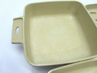 VINTAGE 4 PIECE LITTONWARE MICROWAVE COOKWARE WITH LIDS SQUARE 4