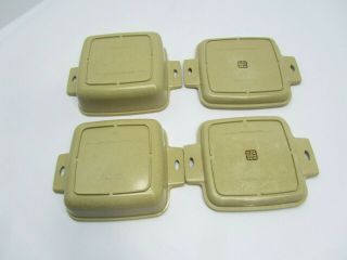 VINTAGE 4 PIECE LITTONWARE MICROWAVE COOKWARE WITH LIDS SQUARE 5
