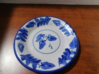 Vintage 1975 Bastine NoblesviIle In Pottery Blue Splatterware Plate 6.  25 
